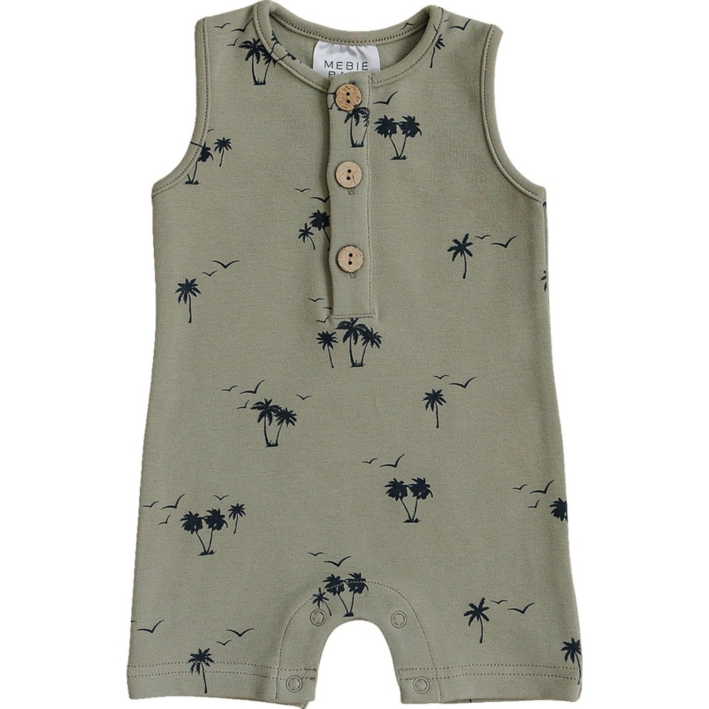 Mebie Baby Palm Tree Short Romper 6–12M NWT